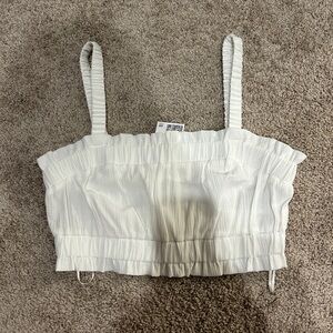 NWT H&M White Ruched Crop Top